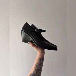 Seychelles Black Wedge Shoes